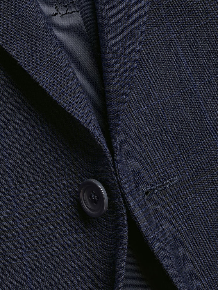 Charles Tyrwhitt Blue Slim Fit Prince Of Wales Ultimate Performance Suit: Jacket - Image 3 of 3