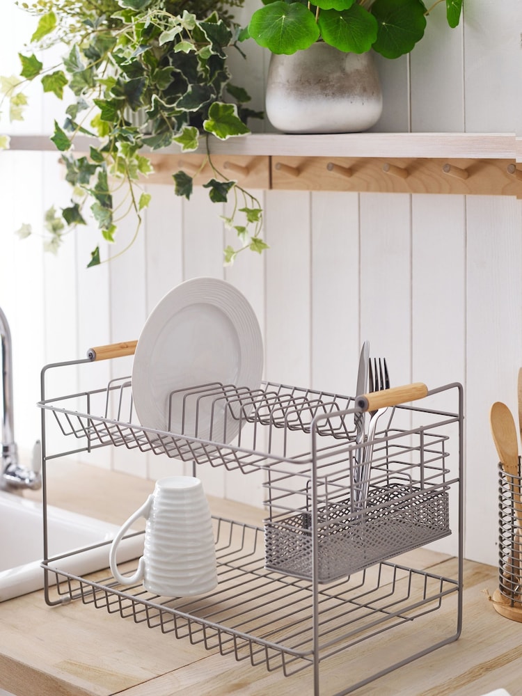 Grey Malvern 2 Tier Dish Drainer and Cutlery Holder - Image 1 of 3