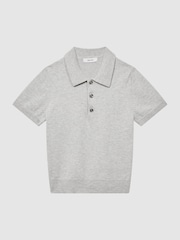 Reiss Grey Melange Wilton Knitted Polo Shirt - Image 2 of 7