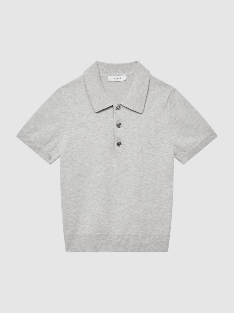 Reiss Grey Melange Wilton Knitted Polo Shirt - Image 2 of 7