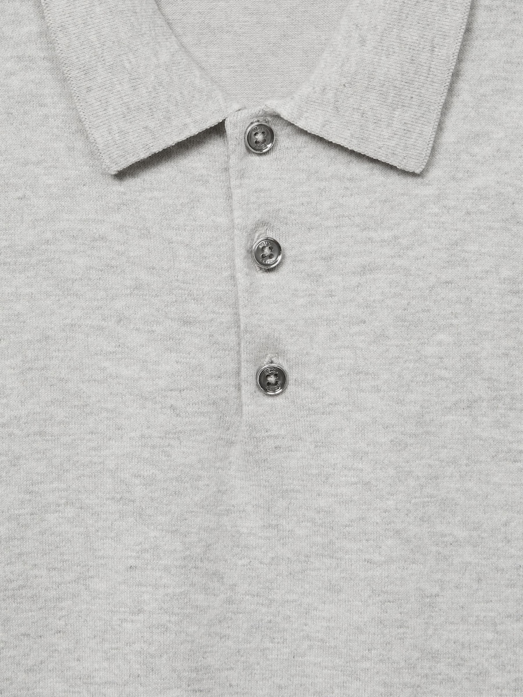 Reiss Grey Melange Wilton Knitted Polo Shirt - Image 7 of 7