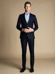 Charles Tyrwhitt Navy Blue Slim Fit Italian Luxury Suit: Jacket - Image 3 of 5