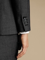Charles Tyrwhitt Grey Slim Fit Stretch Birdseye Suit: Jacket - Image 4 of 5