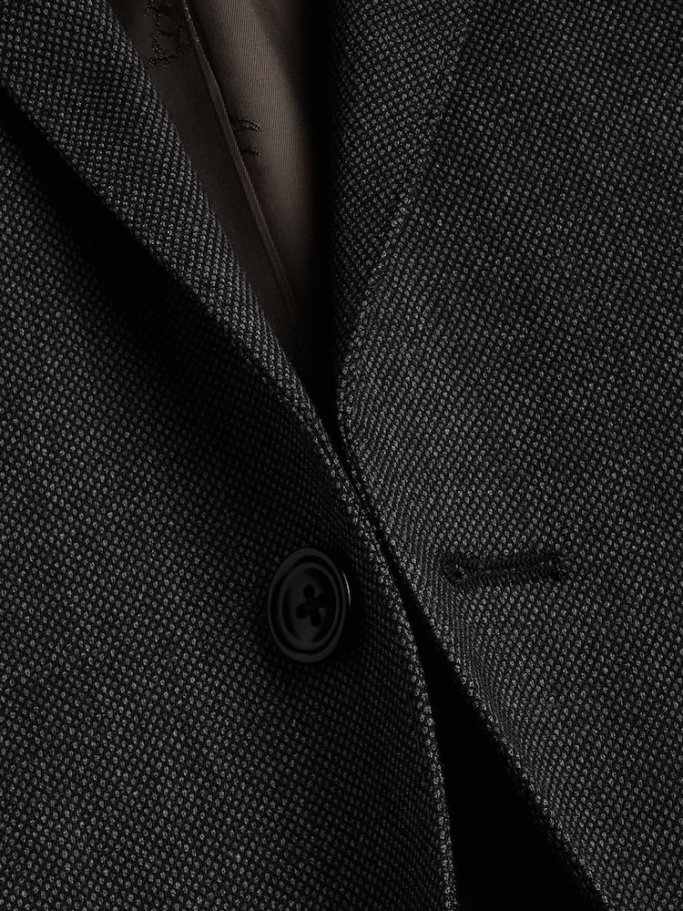 Charles Tyrwhitt Grey Slim Fit Stretch Birdseye Suit: Jacket - Image 5 of 5