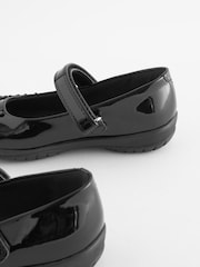Black Patent Standard Fit (F) School Flower Mary Jane Shoes - Image 4 of 5