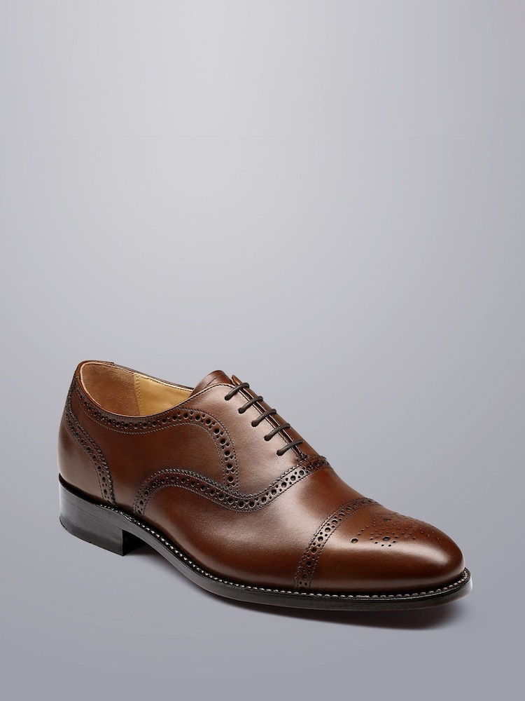 Charles Tyrwhitt Brown Leather Oxford Brogues Shoes - Image 2 of 4