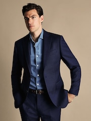 Charles Tyrwhitt Blue Slim Fit Stretch Birdseye Suit: Jacket - Image 1 of 5