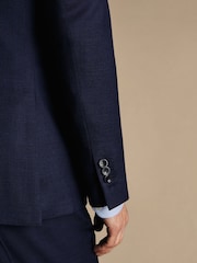 Charles Tyrwhitt Blue Slim Fit Stretch Birdseye Suit: Jacket - Image 4 of 5
