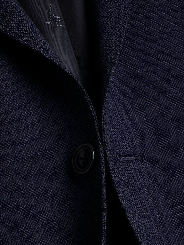 Charles Tyrwhitt Blue Slim Fit Stretch Birdseye Suit: Jacket - Image 5 of 5
