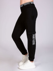 Pineapple Black/White Wide Leg Girls Cargo Joggers - Image 1 of 6