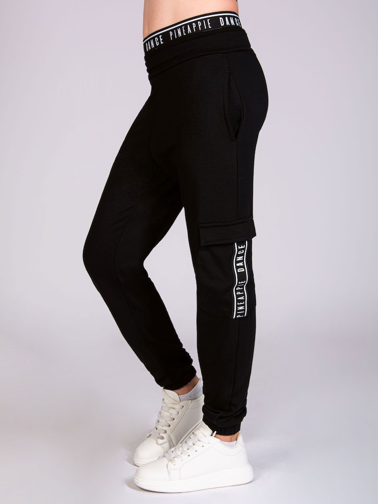 Pineapple Black/White Wide Leg Girls Cargo Joggers - Image 1 of 6