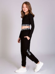 Pineapple Black/White Wide Leg Girls Cargo Joggers - Image 3 of 6