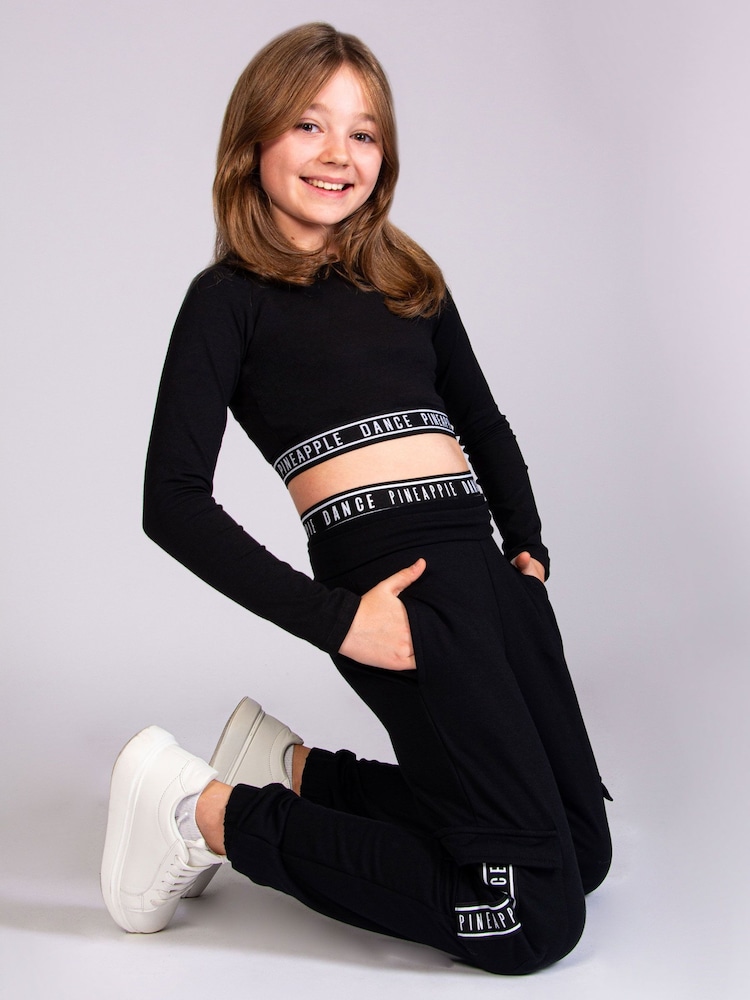 Pineapple Black/White Wide Leg Girls Cargo Joggers - Image 4 of 6