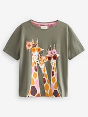 Khaki Giraffe Cotton Short Sleeve Pyjamas - Image 5 of 5