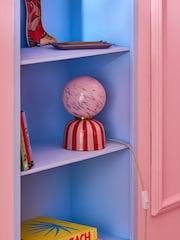 Eleanor Bowmer Pink/Red Striped Table Lamp - Image 2 of 5