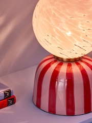 Eleanor Bowmer Pink/Red Striped Table Lamp - Image 3 of 5