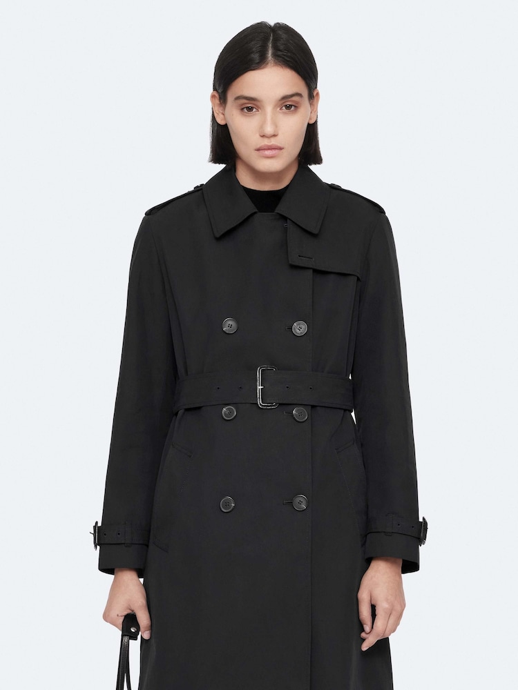 AllSaints Black Leonard Trench Coat - Image 1 of 8 AllSaints Black Leonard Trench Coat - Image 1 of 8