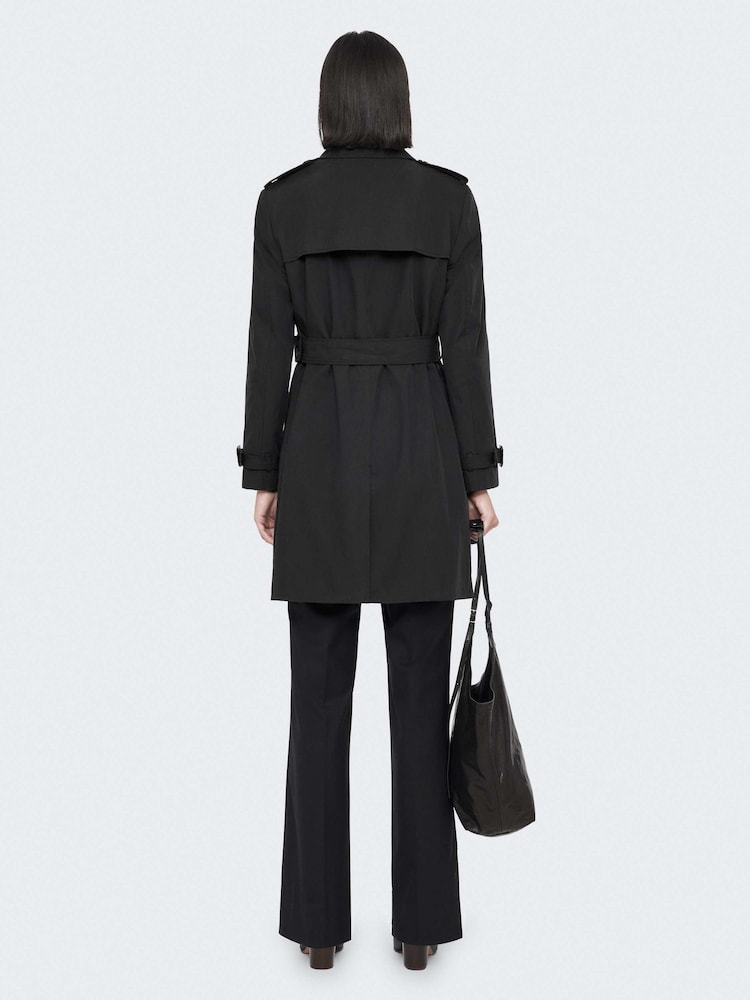 AllSaints Black Leonard Trench Coat - Image 2 of 8 AllSaints Black Leonard Trench Coat - Image 2 of 8