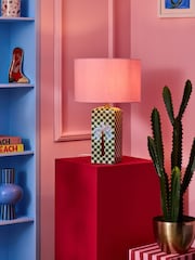 Eleanor Bowmer Green Palm Check Table Lamp - Image 2 of 3