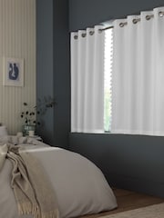 White Textured Tassel Edge Eyelet Curtains - Image 3 of 8