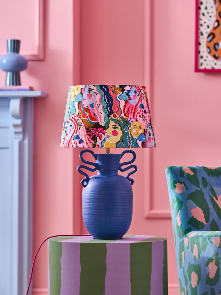 Eleanor Bowmer Blue Goddess Print Table Lamp - Image 1 of 5