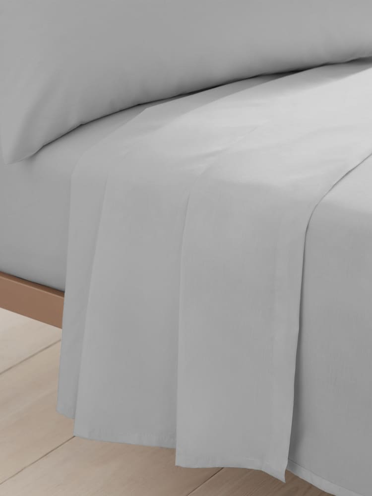 Grey Silver Cotton Rich Flat Bed Sheet - Image 1 of 1 Grey Silver Cotton Rich Flat Bed Sheet - Image 1 of 1