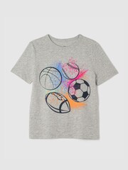 Gap Grey Sports Cartoon Graphic Short Sleeve Crew Neck T-Shirt (4-13yrs) - Image 1 of 2