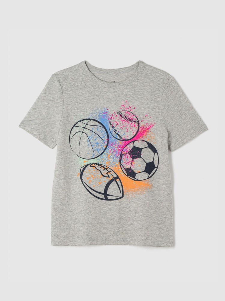 Gap Grey Sports Cartoon Graphic Short Sleeve Crew Neck T-Shirt (4-13yrs) - Image 1 of 2