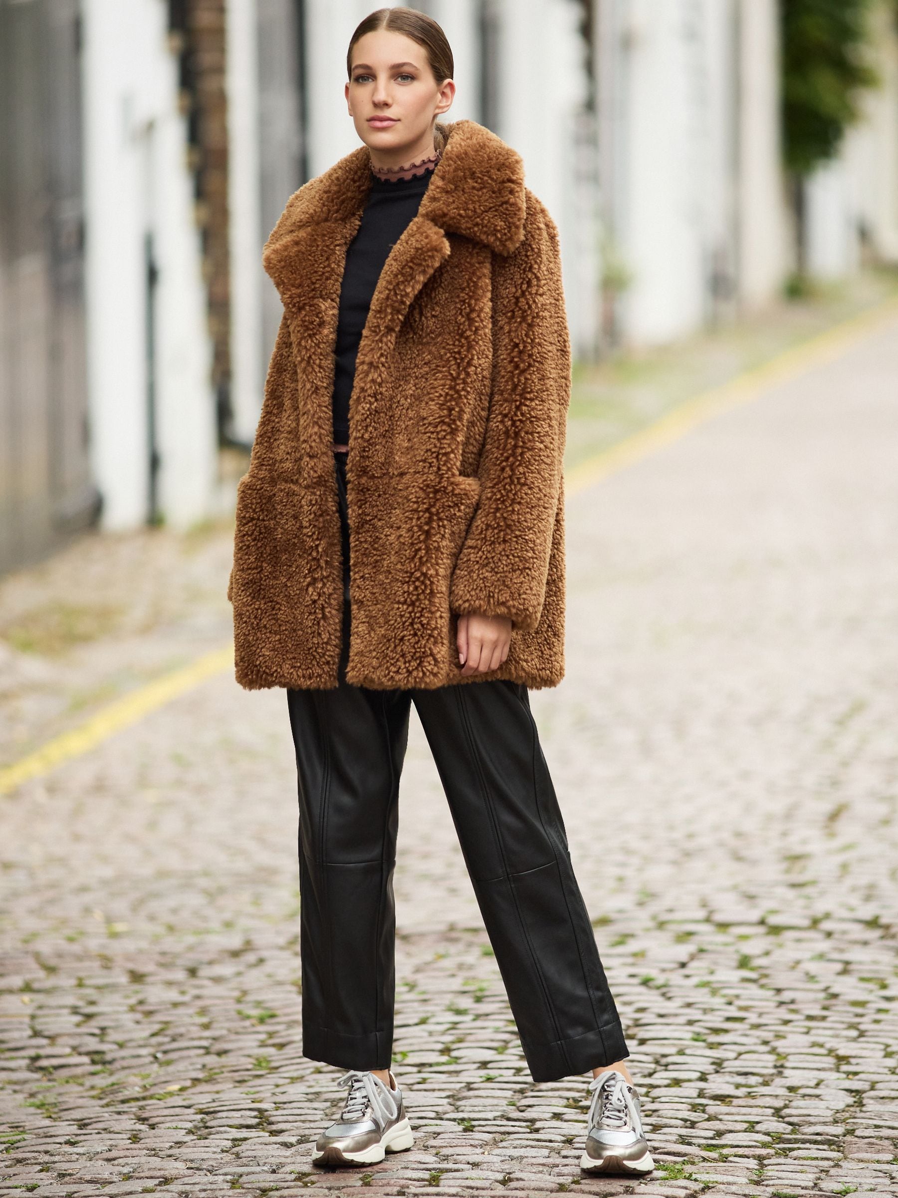 Buy Toffee Brown Teddy Borg Coat from Next Luxembourg