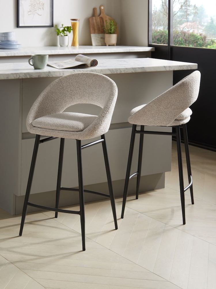 Casual Bouclé Light Natural Hewitt Bar Stool - Image 1 of 8