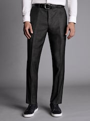 Charles Tyrwhitt Grey Slim Fit Stretch Birdseye Suit Trousers - Image 1 of 4