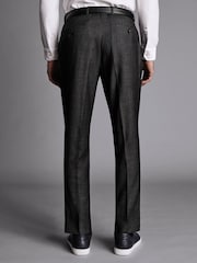 Charles Tyrwhitt Grey Slim Fit Stretch Birdseye Suit Trousers - Image 2 of 4