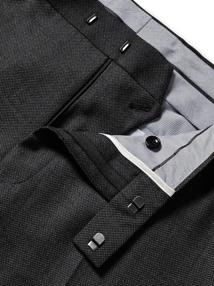 Charles Tyrwhitt Grey Slim Fit Stretch Birdseye Suit Trousers - Image 4 of 4