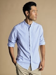 Kragenloses, schmale Passform, Stretch, Oxford-Hemd von Charles Tyrwhitt mit Streifen aus 100 % Baumwolle - Bild 1 von 7