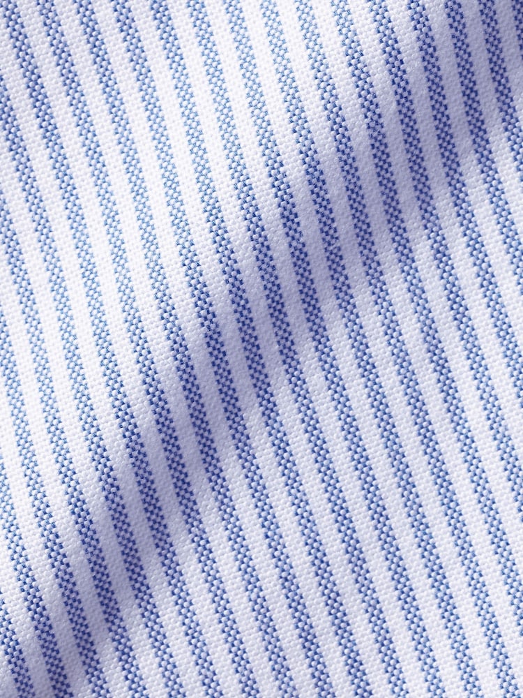 Kragenloses, schmale Passform, Stretch, Oxford-Hemd von Charles Tyrwhitt mit Streifen aus 100 % Baumwolle - Bild 7 von 7
