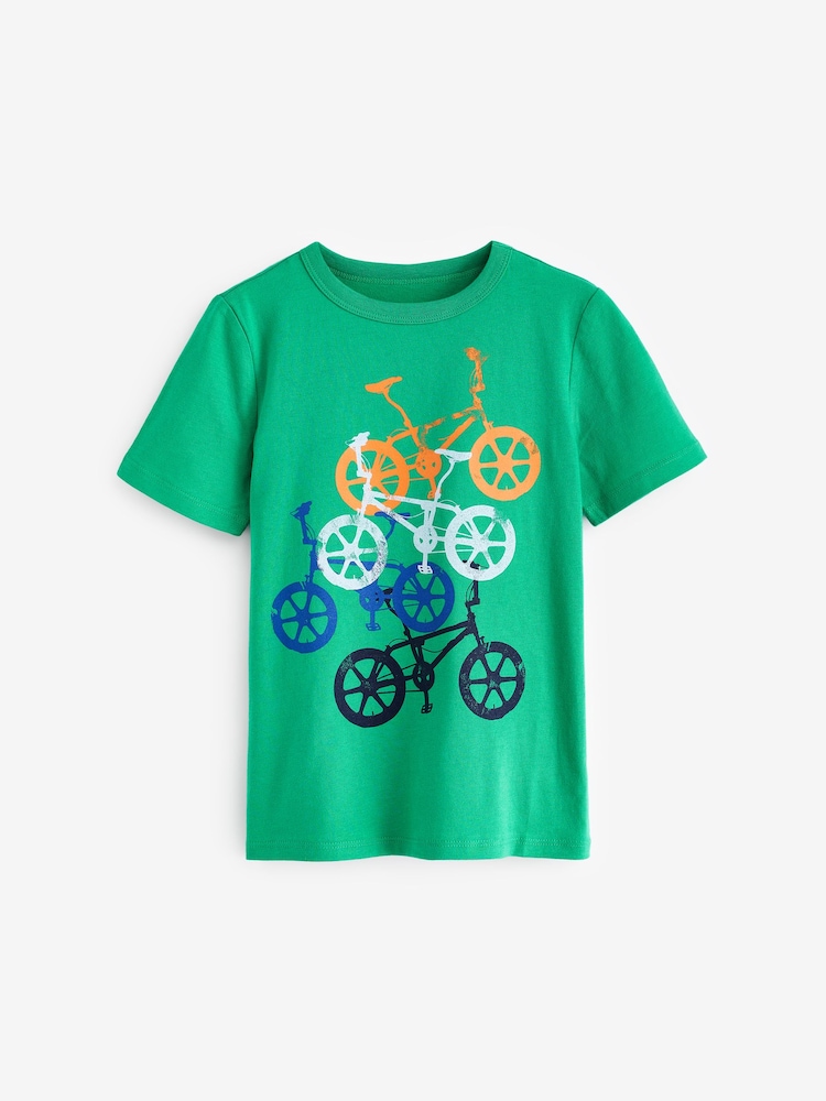 Gap Green Bike Graphic Short Sleeve Crew Neck T-Shirt (4-13yrs) - Image 1 of 3