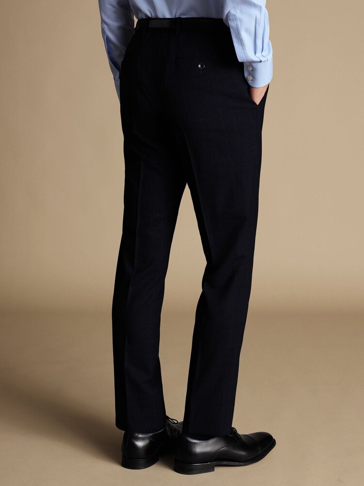Charles Tyrwhitt Blue Slim-Fit Prince of Wales Ultimate Performance Suit Trousers - Image 2 of 3