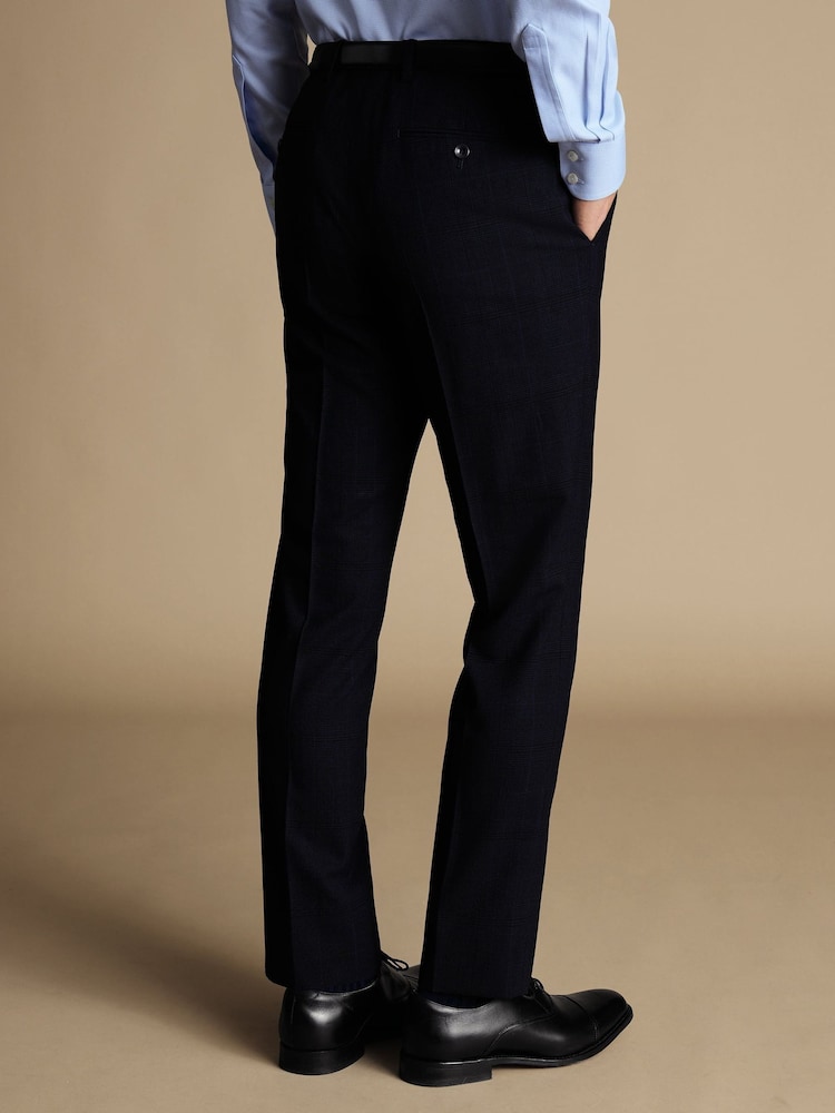Charles Tyrwhitt Blue Slim-Fit Prince of Wales Ultimate Performance Suit Trousers - Image 2 of 3 Charles Tyrwhitt Blue Slim-Fit Prince of Wales Ultimate Performance Suit Trousers - Image 2 of 3