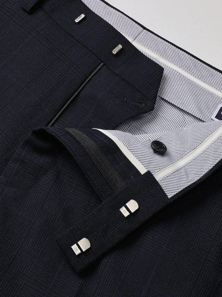 Charles Tyrwhitt Blue Slim-Fit Prince of Wales Ultimate Performance Suit Trousers - Image 3 of 3