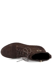 Jones Bootmaker Chocolate Brown Suede Regular Fit Madie Heeled Leather Ankle Boots - Image 5 of 6