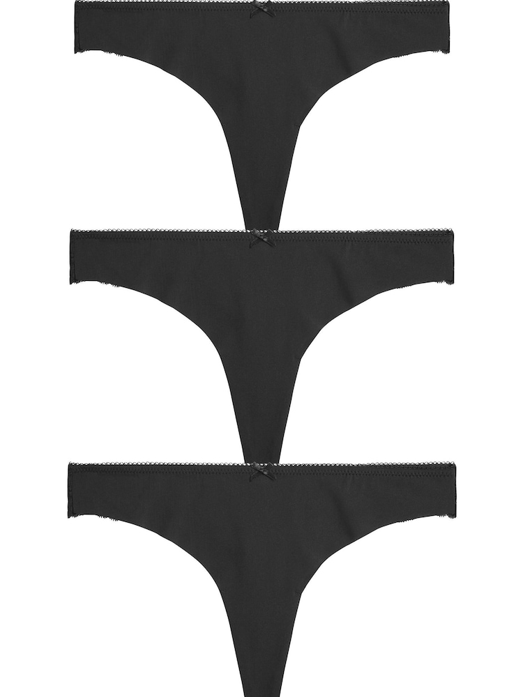 Black Thong No VPL Lace Back Briefs 3 Pack - Image 4 of 5