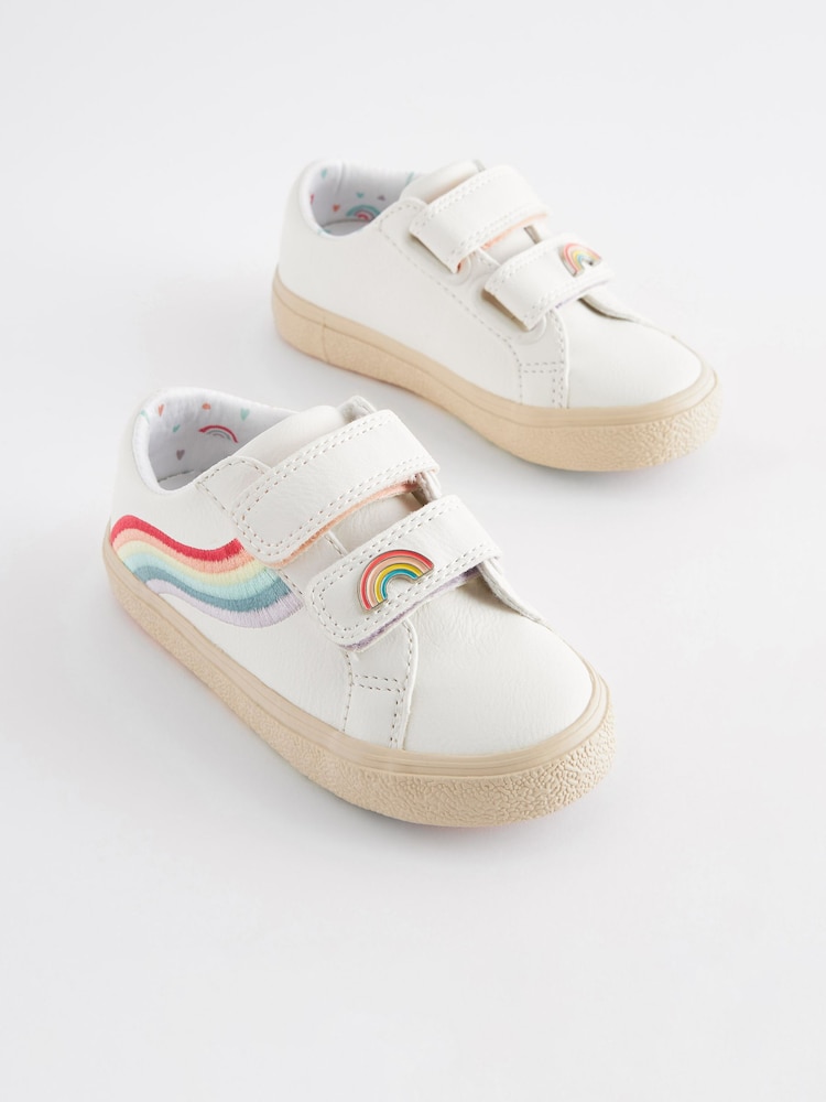 White Wide Fit (G) Rainbow Touch Fasten Trainers - Image 1 of 7