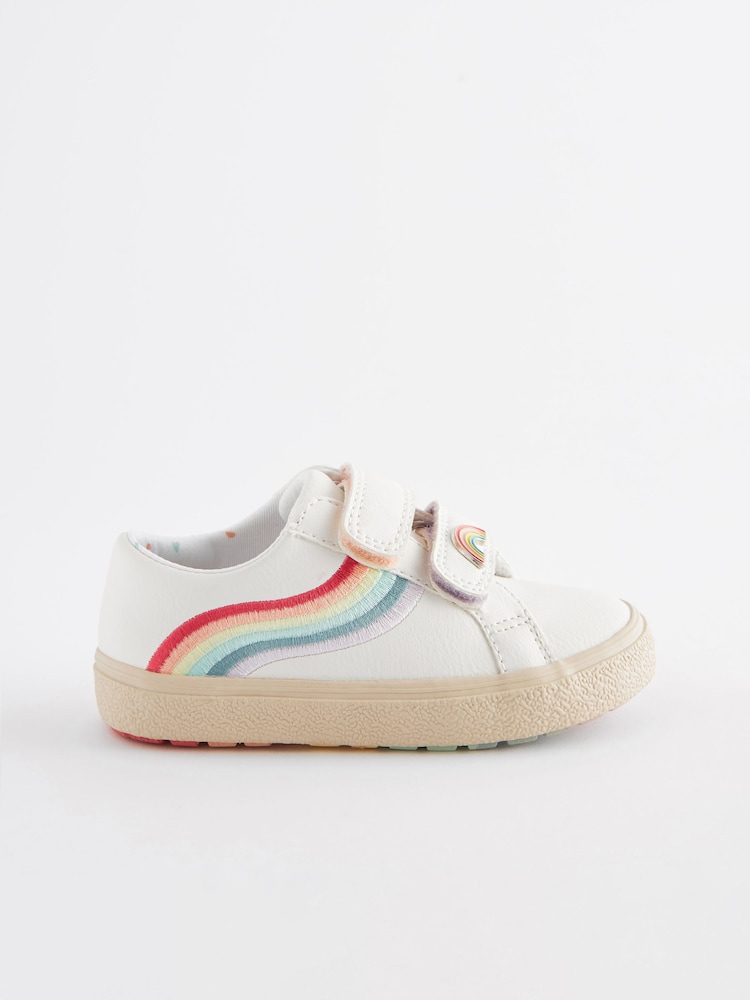 White Wide Fit (G) Rainbow Touch Fasten Trainers - Image 2 of 7 White Wide Fit (G) Rainbow Touch Fasten Trainers - Image 2 of 7