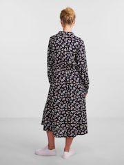 PIECES Black Printed Midi Shirt Dress - Image 2 of 5