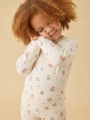 MORI Cream Cream Fairy Garden Ribbed Supersoft Pyjamas Set - Image 1 of 4