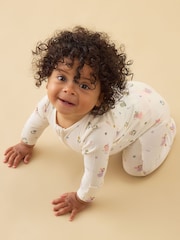 MORI Cream Cream Fairy Garden Supersoft Ribbed Two Way Zip-Up Sleepsuit - Image 2 of 6