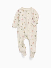 MORI Cream Cream Fairy Garden Supersoft Ribbed Two Way Zip-Up Sleepsuit - Image 4 of 6