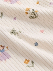 MORI Cream Cream Fairy Garden Supersoft Ribbed Two Way Zip-Up Sleepsuit - Image 6 of 6