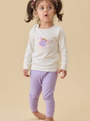 MORI Cream Purple Fairy Garden Supersoft Ribbed Placement Print Pyjamas Set - Image 1 of 4