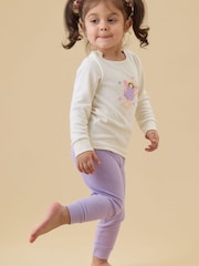 MORI Cream Purple Fairy Garden Supersoft Ribbed Placement Print Pyjamas Set - Image 2 of 4